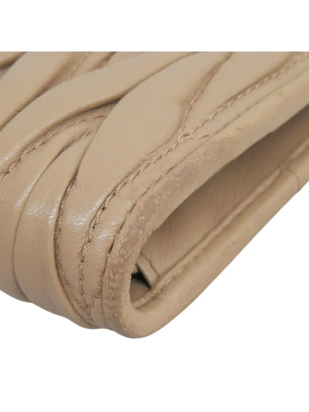Miu Miu Matelasse Bifold Wallet Compact Pink Beige Inside Like